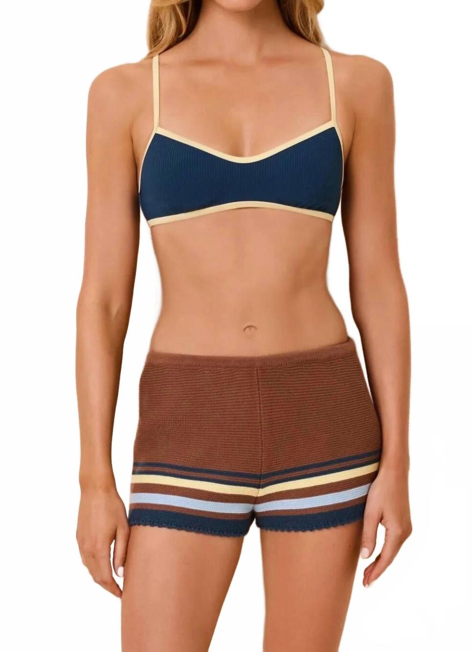 NEW SOLID & STRIPED cleo pull-on shorts in walnut